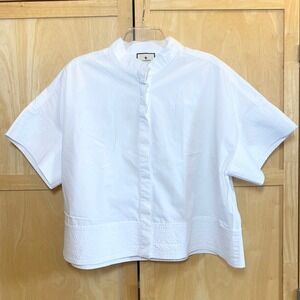 Tuckernuck White Sofia Shirt XL Cotton Short Sleeve Boxy Button Down